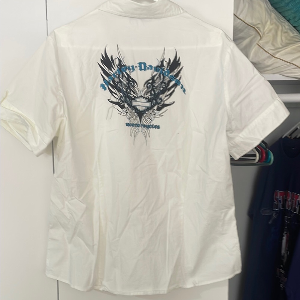 Harley-Davidson White Casual Button Down Shirt